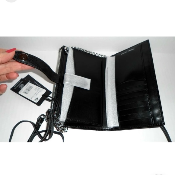 $178 REBECCA MINKOFF Black Leather Multi Studded Wallet Purse Crossbody NWT - Picture 8 of 16